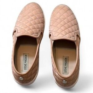 Steve Madden Ecntrcqt Blush Pink Quilted Slip On Sneakers, Women's Size 9